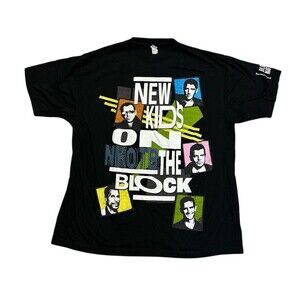 NKOTB New Kids On The Block Black T Shirt Mens L Block Nation On Sleeve Unisex